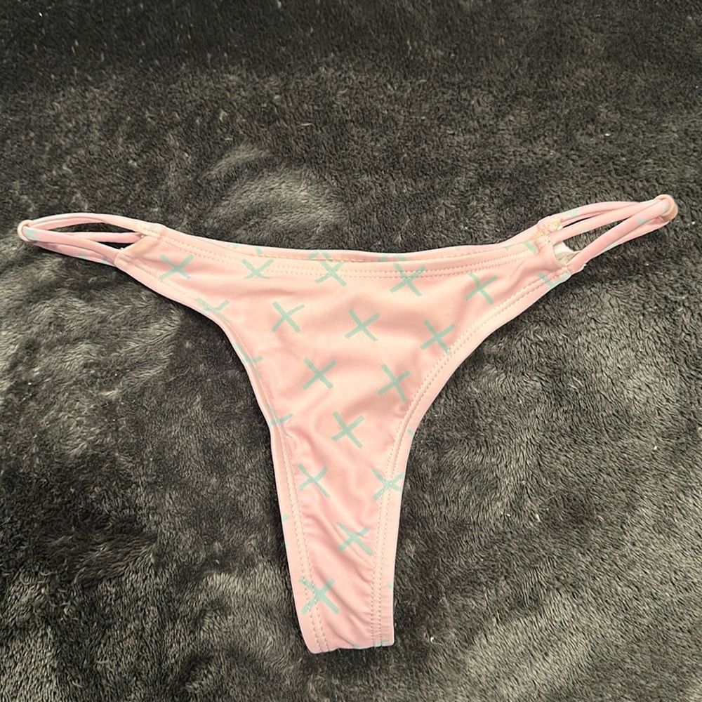 Boutine LA Pink Logo Print Double String Bikini Bottoms